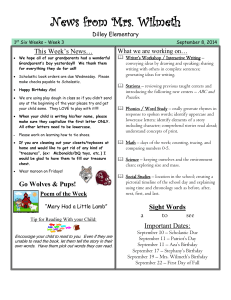 Kindergarten Newsletter - September 8_ 2014