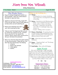Kindergarten Newsletter - August 25_ 2014
