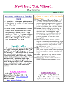 Kindergarten Newsletter - August 21_ 2014