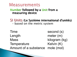 SI Units Time second (s) Length