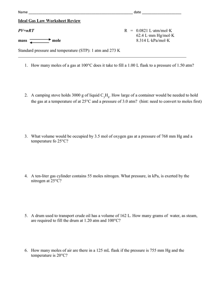 combined gas law worksheet answers