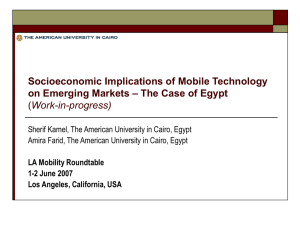Socioeconomic Implications of Mobile Technology on Emerging Markets - The Case of Egypt