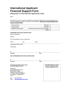 International Applicant Financial Support Form (Required of international applicants only)