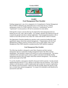 Feed Management Plan Checklist for component fed herds