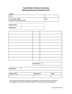 Case Western Reserve University Operating Advance Clearance Form