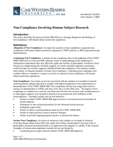 Non-Compliance Involving Human Subjects Research