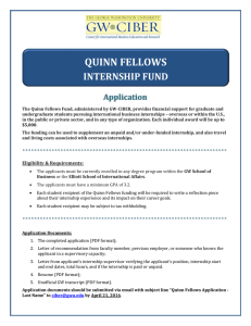 QUINN FELLOWS  INTERNSHIP FUND Application