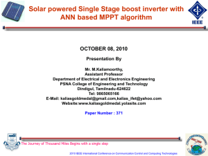 Solar powered Single Stage boost inverter with ANN based MPPT algorithm
