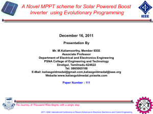 A Novel MPPT scheme for Solar Powered Boost December 16, 2011