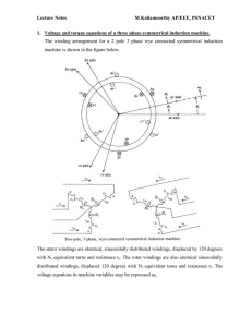 Voltage and Torque Equation of Three phase Symmentrical Induction Machines