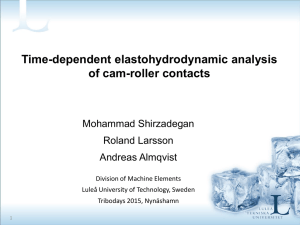 Time-dependent elastohydrodynamic analysis of cam-roller contacts