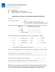 English Department Scheduling Form