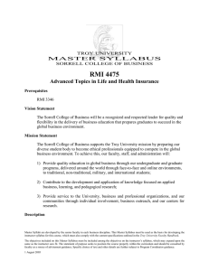 RMI 4475 Advanced Topics in Life and Health Insurance MASTER SYLLABUS