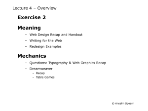 Exercise 2 Meaning Mechanics Lecture 4 – Overview