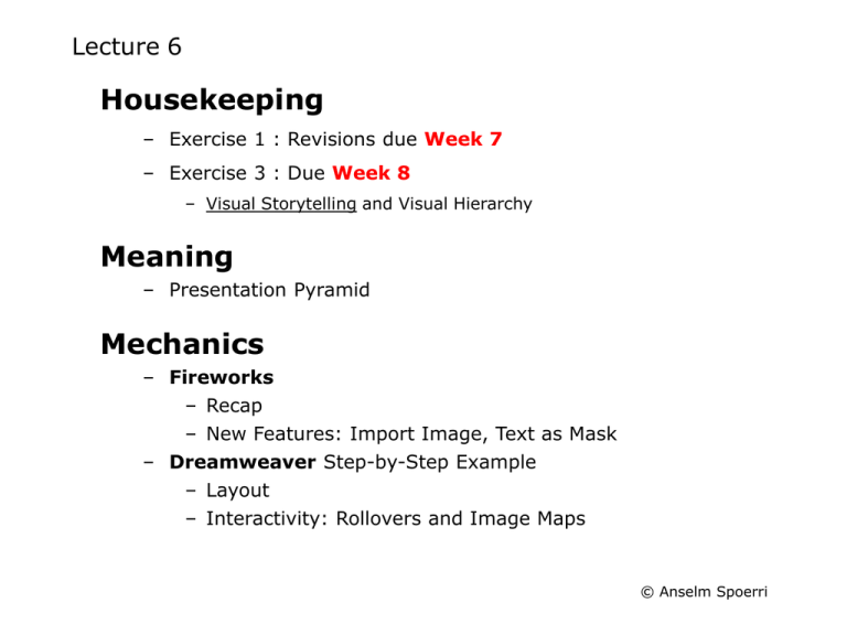 Housekeeping Meaning Mechanics Lecture 6