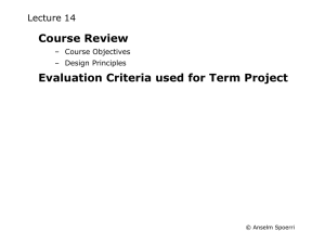 Course Review Evaluation Criteria used for Term Project Lecture 14 – Course Objectives
