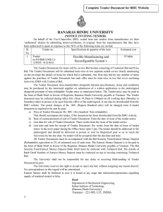 BANARAS HINDU UNIVERSITY Complete Tender Document for BHU Website (NOTICE INVITING TENDER)