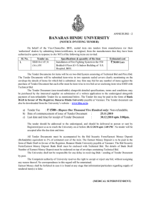 Tender notice for Installation of Fire Fighting System in the 550 Bedded 6 Floor (G+5) Indoor Building of S.S. Hospital, BHU.