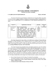 BANARAS HINDU UNIVERSITY (NOTICE INVITING TENDER) F. No./BHU/IAS/CFST/MoFPI/2009-10/2