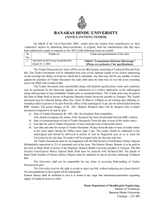 BANARAS HINDU UNIVERSITY (NOTICE INVITING TENDER)