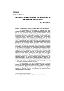 Occupational Health of Workers in India Law and Practice