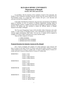 BANARAS HINDU UNIVERSITY Department of Bengali  Session: 2011-2012 and onwards