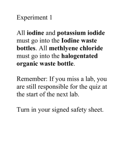 Experiment 1  iodine Iodine waste