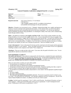 Chemistry 112L Syllabus Spring 2012