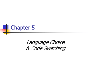 Chapter 5 Language Choice &amp; Code Switching