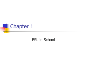 Chapter 1 ESL in School