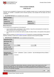 Volunteer Worker Checklist