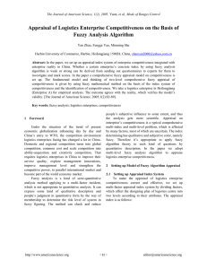 82 Appraisal of Logistics Enterprise Competitiveness on the Basis of Fuzzy Analysis Algorithm