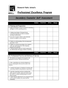 Professional Excellence Program Secondary Counselor Self Assessment Bismarck Public School’s