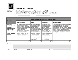 Domain I: Library Planning, Management and Evaluation– (LA6) Element