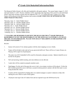 6 Grade Girls Basketball Information/Rules