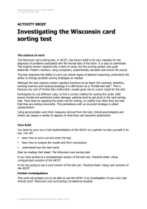 Investigating the Wisconsin card sorting test ACTIVITY BRIEF