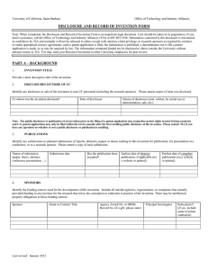 DISCLOSURE AND RECORD OF INVENTION FORM