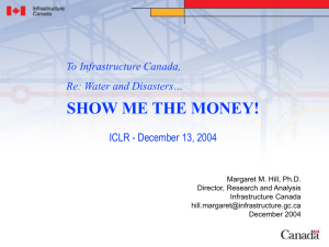 Water and Disasters ... show me the money!