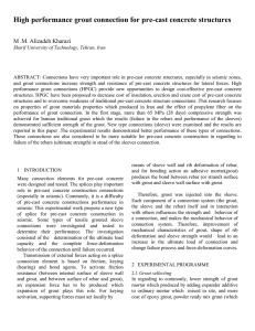 High performance grout connection for pre-cast concrete structures