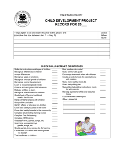 CHILD DEVELOPMENT PROJECT RECORD FOR 20