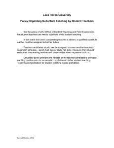Lock Haven University  Policy Regarding Substitute Teaching by Student Teachers