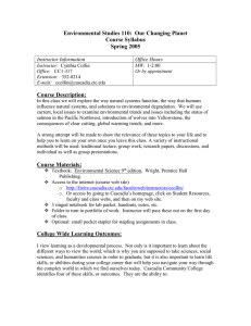 Environmental Studies 110:  Our Changing Planet Course Syllabus Spring 2005