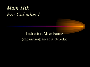 Math 110: Pre-Calculus 1 Instructor: Mike Panitz ()