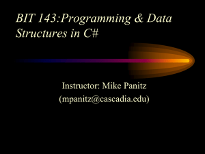 BIT 143:Programming &amp; Data Structures in C# Instructor: Mike Panitz ()