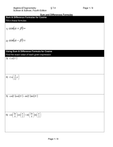 Sum Differences Formulas : ( 7.4 / 4e ( 9.4 / 3e ))