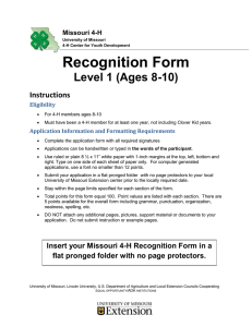 Recognition Form Level 1 (Ages 8-10) Instructions