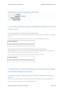 Teaching and learning checklist worksheet (MS Word 35KB)