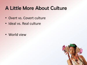 A Little More About Culture • Overt vs. Covert culture