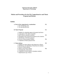 Policies and Procedures for the MA Comprehensives and Thesis Proposal and Defense