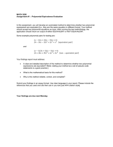MATH 3220 – Polynomial Equivalence Evaluation Assignment #1